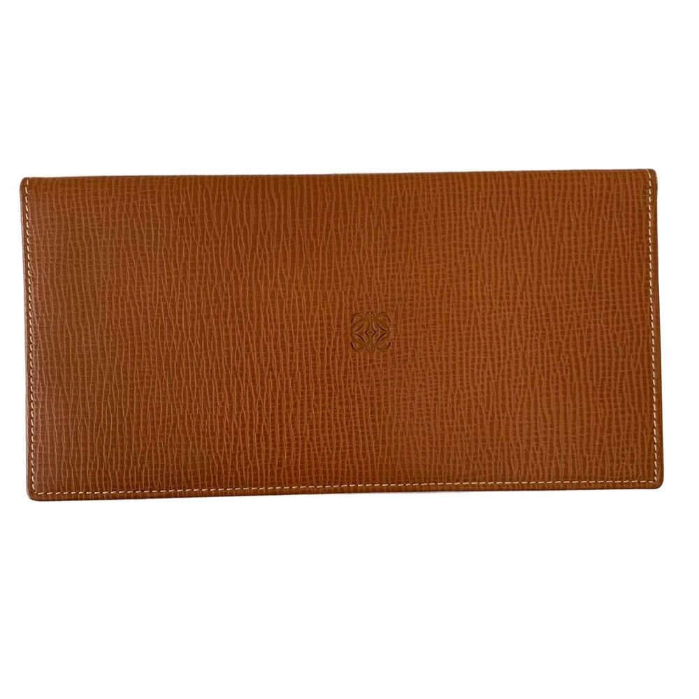 Loewe brown leather unisex card holder wallet authentic with COA